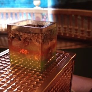 Handcrafted Resin Cube with Embedded Design